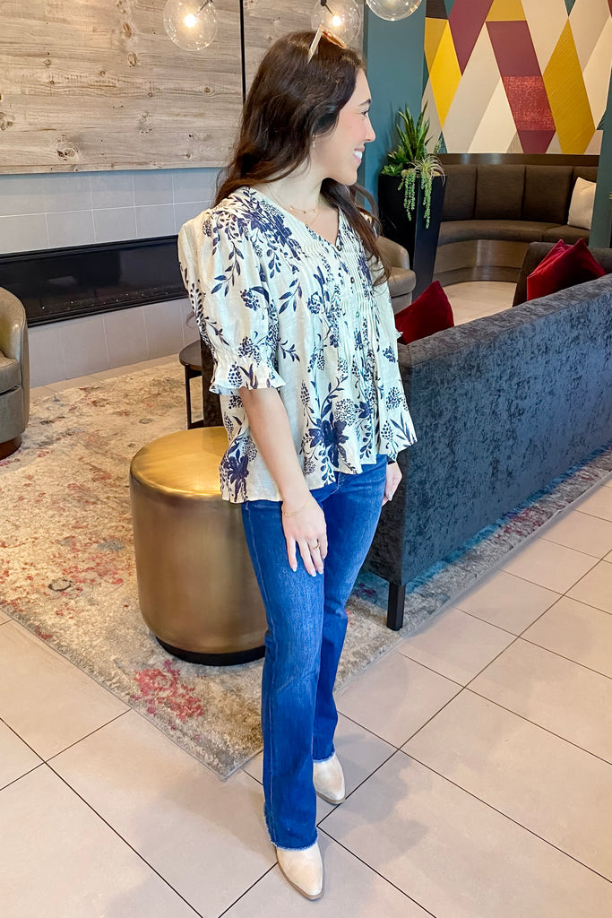 Effortless Style Smocked Navy Floral Top - Lyla's: Clothing, Decor & More - Plano Boutique
