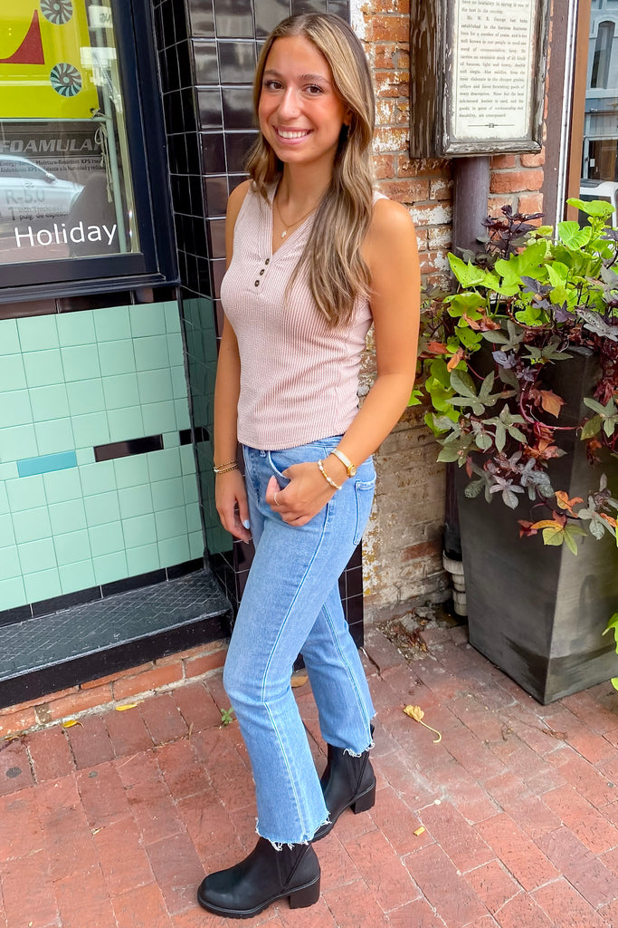 Pretty Please Henley Cream Tank - Lyla's: Clothing, Decor & More - Plano Boutique