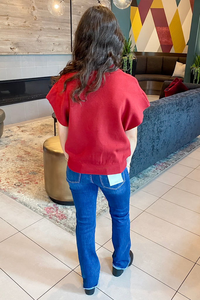 Merlot Mock Neck Short Sleeve Top - Lyla's: Clothing, Decor & More - Plano Boutique