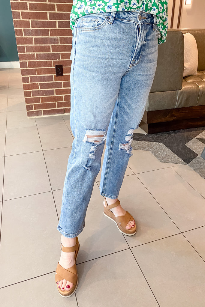 Cleared Vintage High Rise Crop Straight Denim by Lovervet - Lyla's: Clothing, Decor & More - Plano Boutique