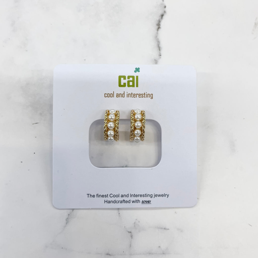 Gold Pearl Earrings by CAI - Lyla's: Clothing, Decor & More - Plano Boutique