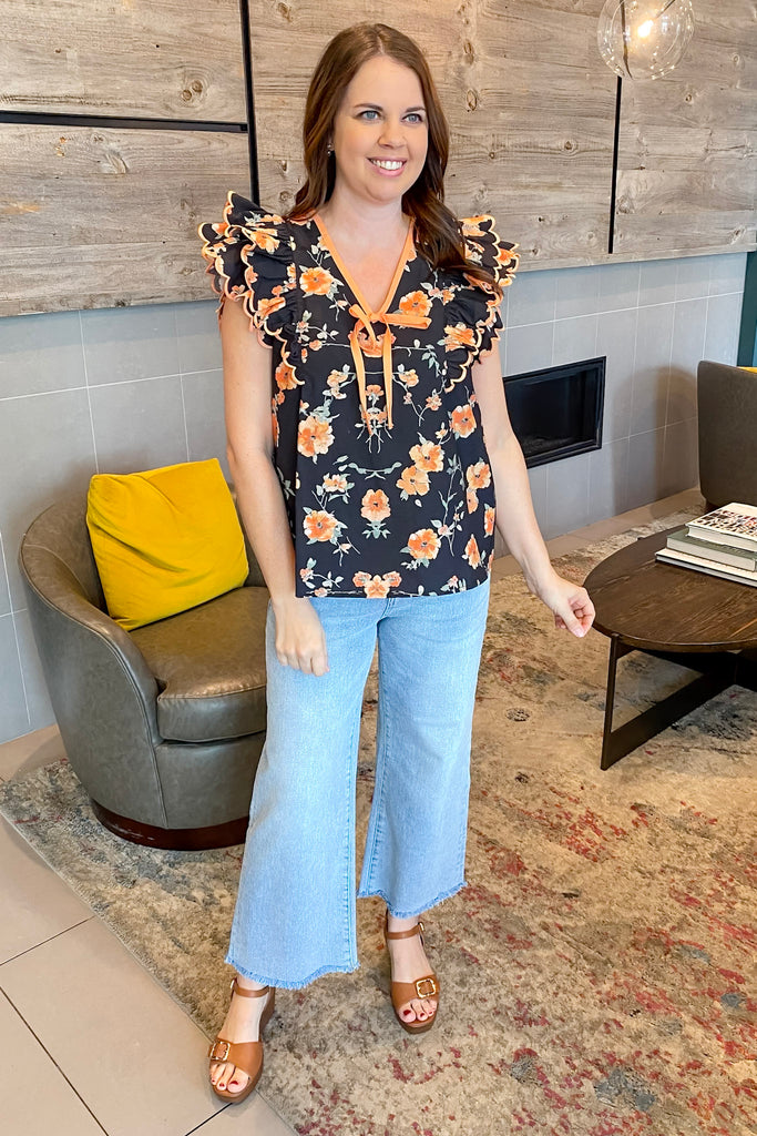 Maybe We Should Black Floral Print Top - Lyla's: Clothing, Decor & More - Plano Boutique