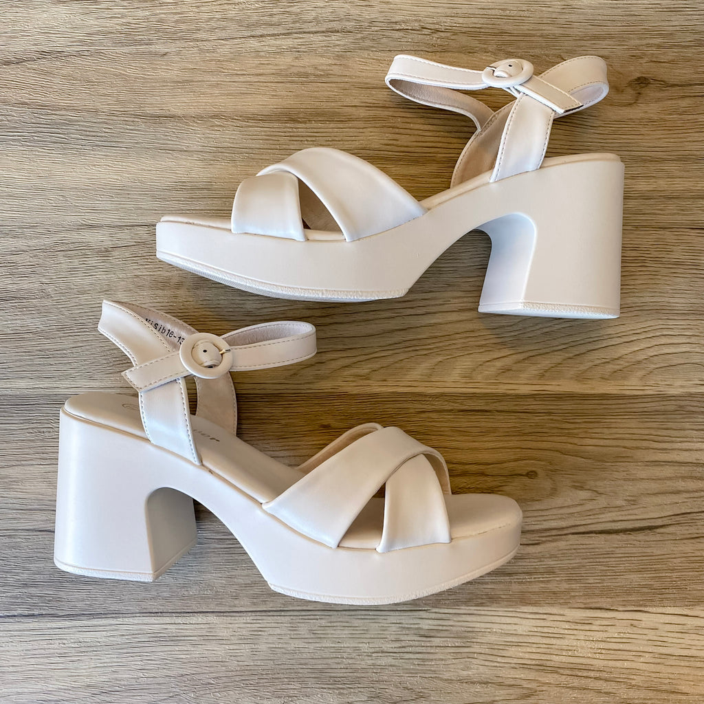 Visible Cream Block Heel Sandal - Lyla's: Clothing, Decor & More - Plano Boutique