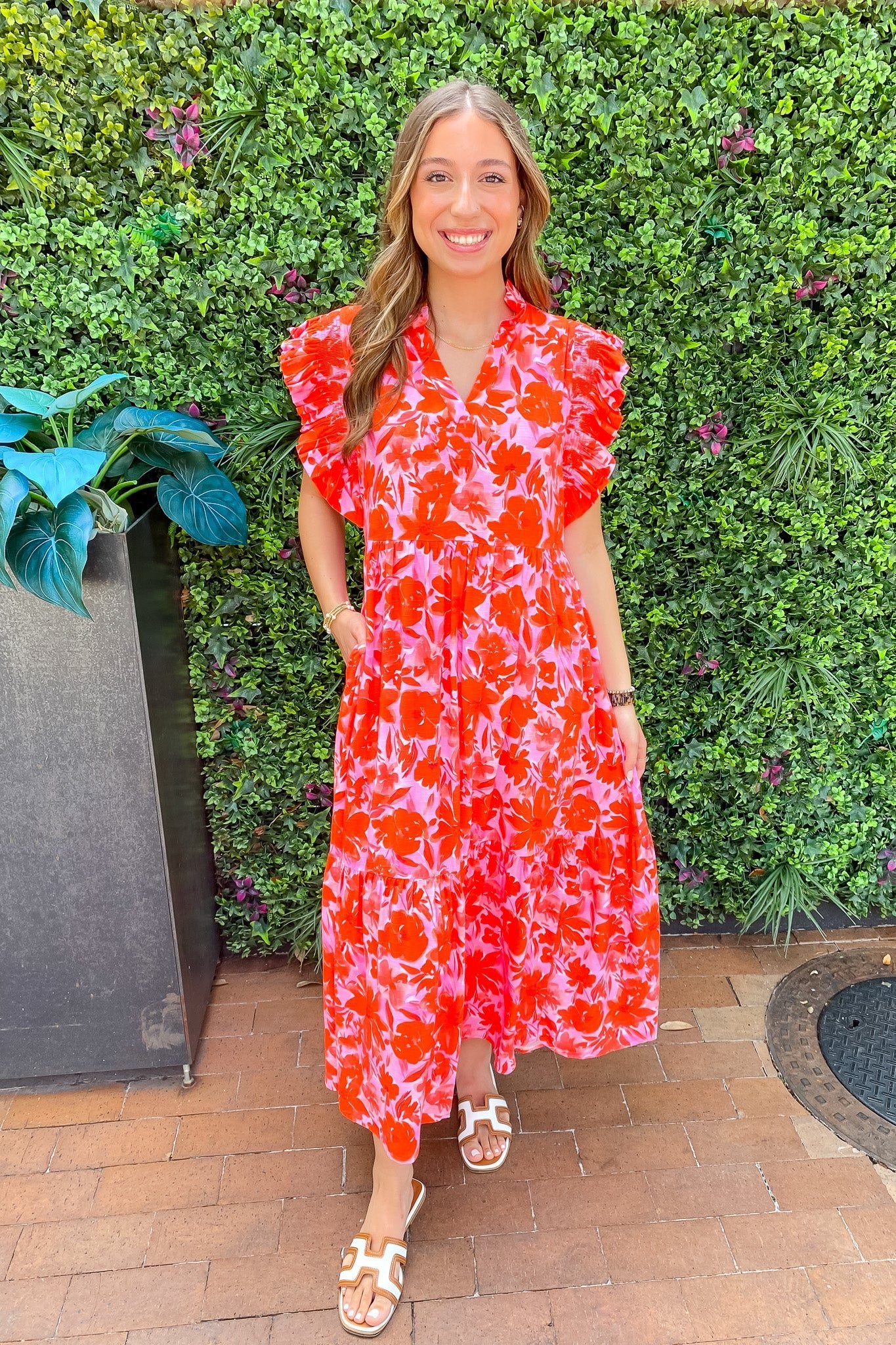 orange sorbet dress Saira Midi Dress In Orange Sorbet