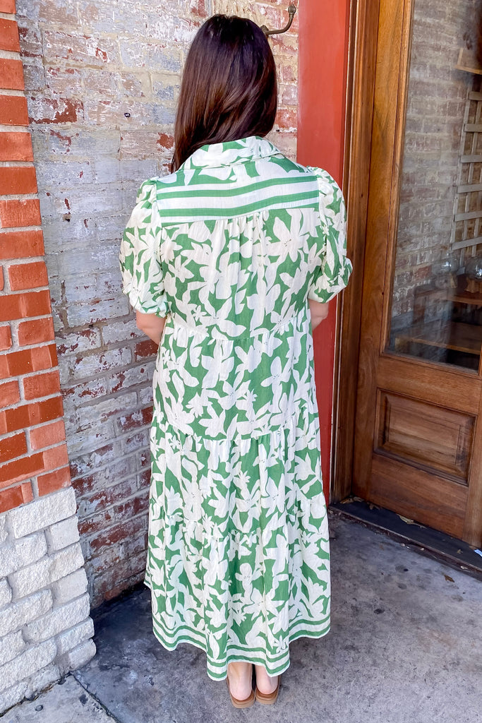 Coastal Breeze Floral Print Green Midi Dress - Lyla's: Clothing, Decor & More - Plano Boutique
