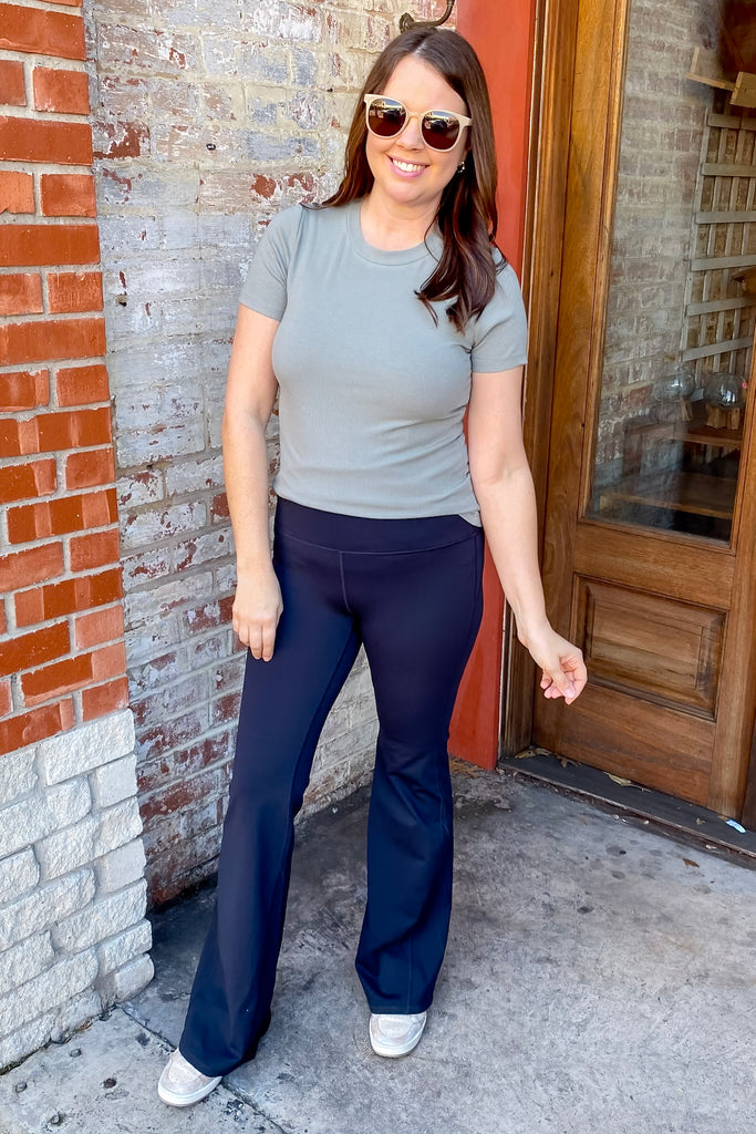 Athleisure Lycra Blend High Waist Flare Black Leggings - Lyla's: Clothing, Decor & More - Plano Boutique