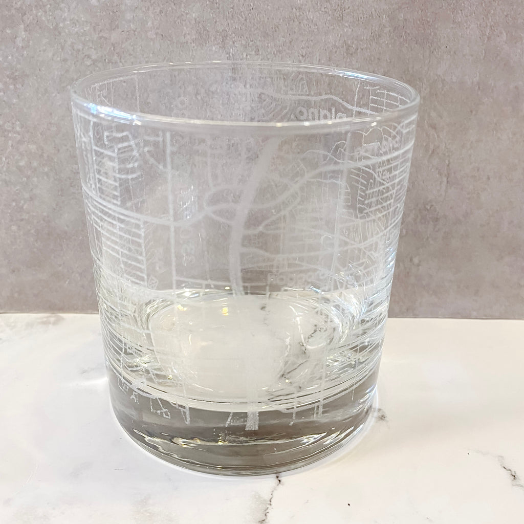 Plano TX Map Rocks Whiskey Glass - Lyla's: Clothing, Decor & More - Plano Boutique