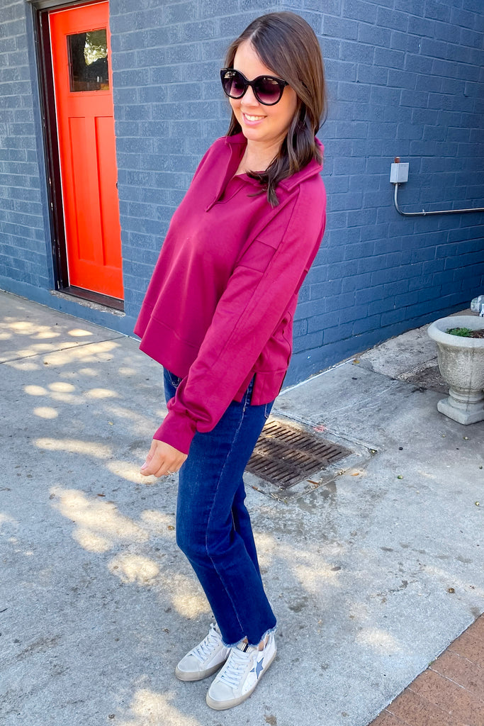 Buttery Soft Merlot Pullover - Lyla's: Clothing, Decor & More - Plano Boutique