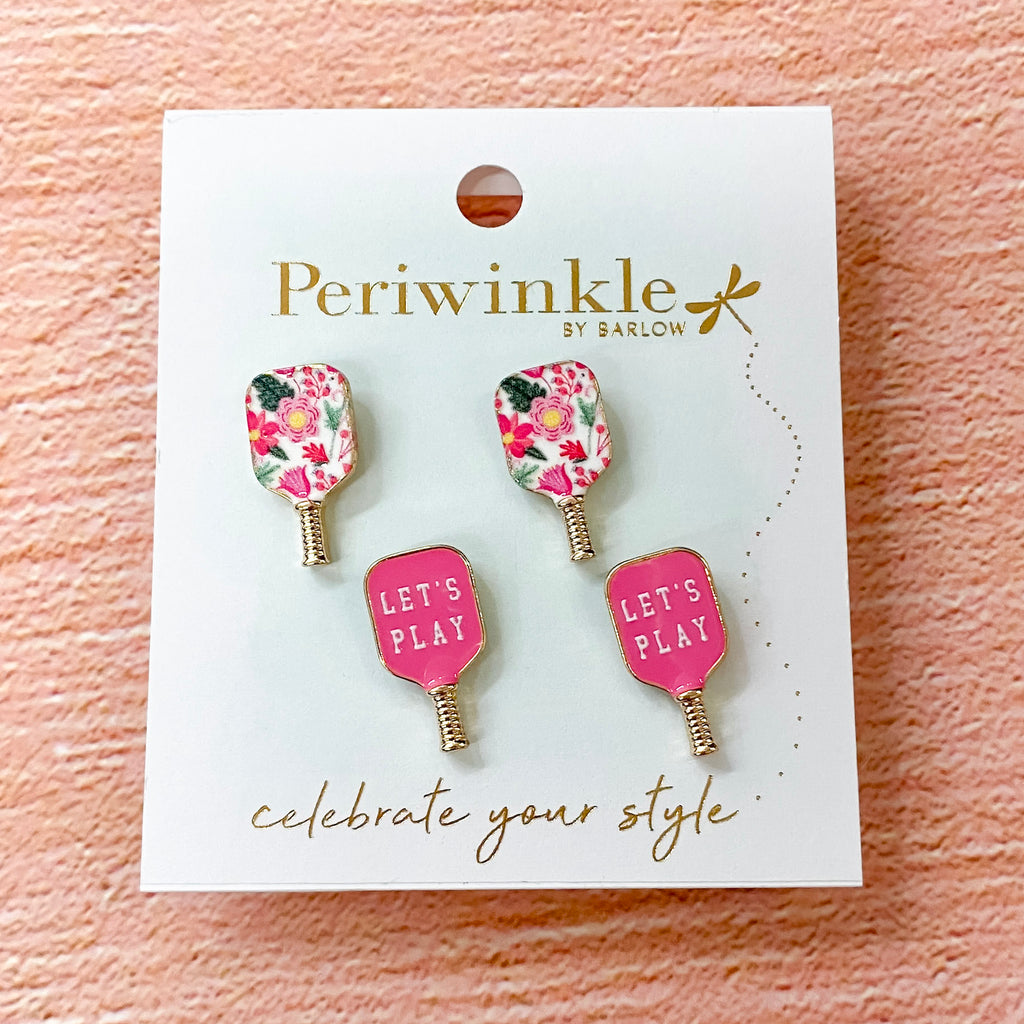 Hot Pink Pickleball Paddles Duo Earrings - Lyla's: Clothing, Decor & More - Plano Boutique