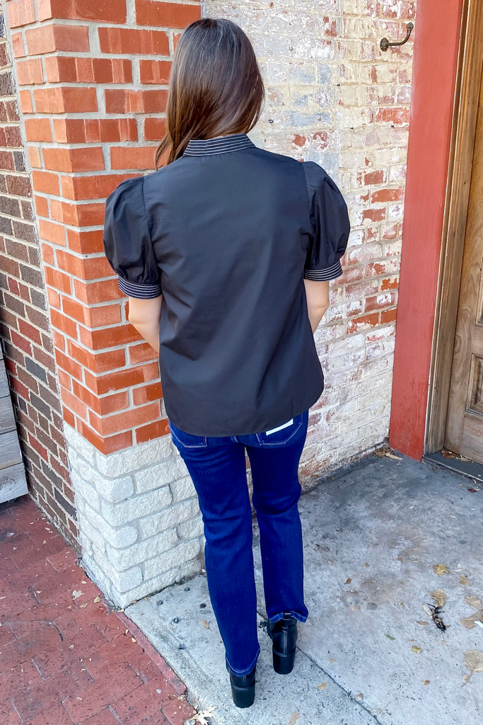 Standing Side By Side Stitched Black Top - Lyla's: Clothing, Decor & More - Plano Boutique