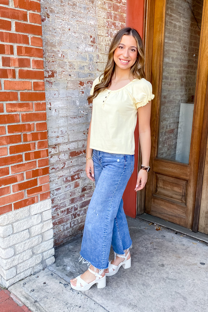 Sweet Spring Butter Yellow Ruffled Top – Lyla's: Clothing & Gifts