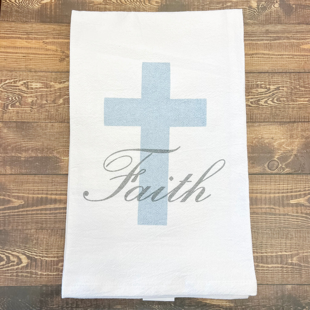 Faith Flour Sack Hand Towel - Lyla's: Clothing, Decor & More - Plano Boutique