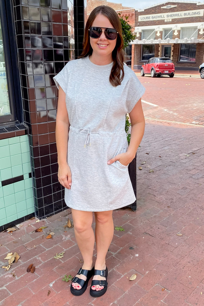 Perfect Harmony Pleated Heather Grey Dress - Lyla's: Clothing, Decor & More - Plano Boutique