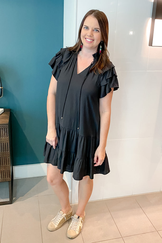 All About It Ruffle Black Dress - Lyla's: Clothing, Decor & More - Plano Boutique