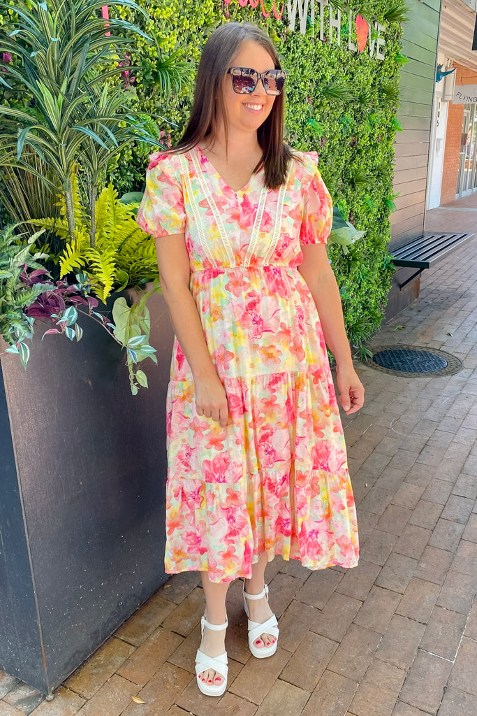 Paint Me A Sunset Pink Print Dress - Lyla's: Clothing, Decor & More - Plano Boutique