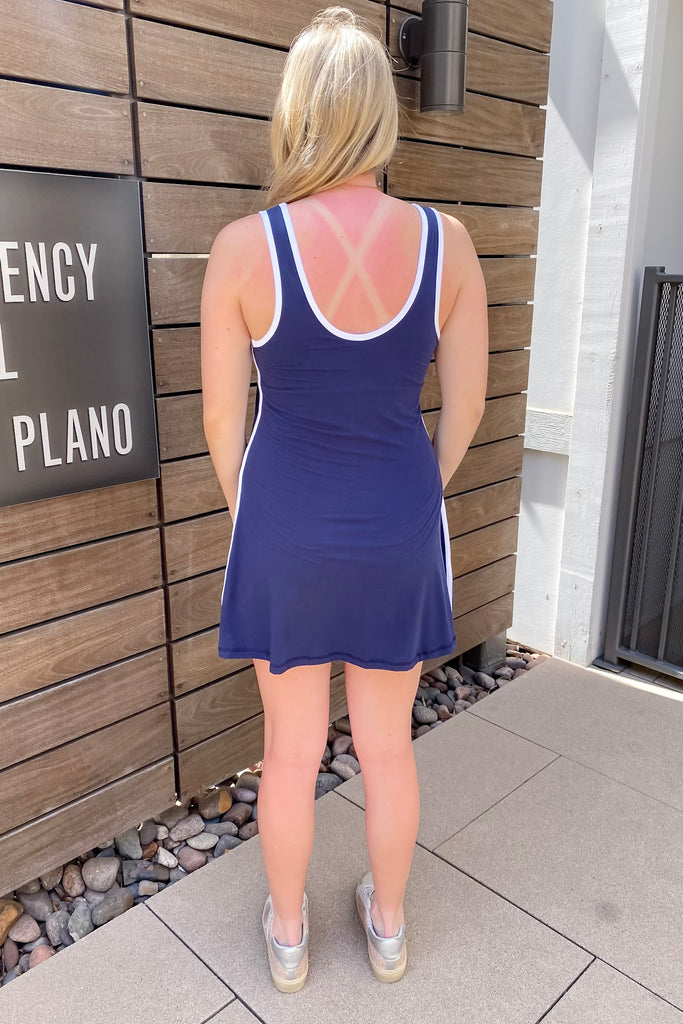 Athleisure Recycled Butter Piping Navy Shortsie - Lyla's: Clothing, Decor & More - Plano Boutique