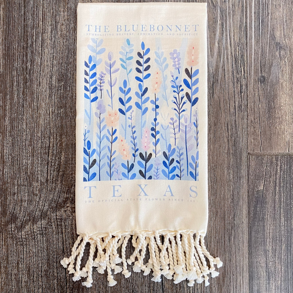 Texas State Flower Fringe Tea Towel - Lyla's: Clothing, Decor & More - Plano Boutique