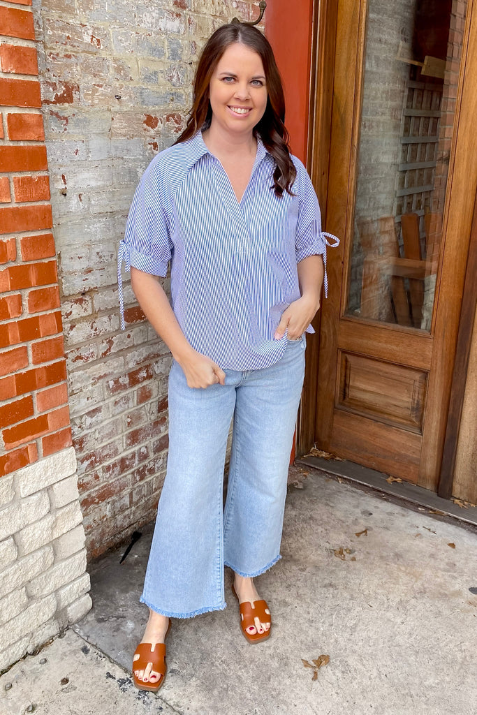 Fresh Flow Striped Navy Top - Lyla's: Clothing, Decor & More - Plano Boutique