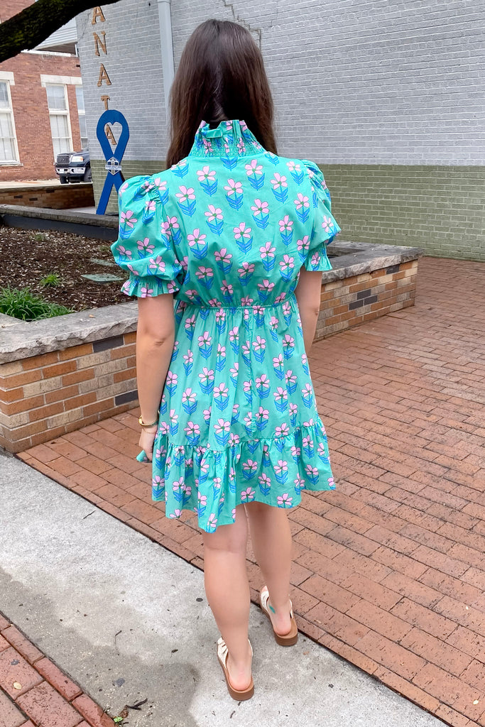 In the Breeze Green and Pink Floral Print Dress - Lyla's: Clothing, Decor & More - Plano Boutique