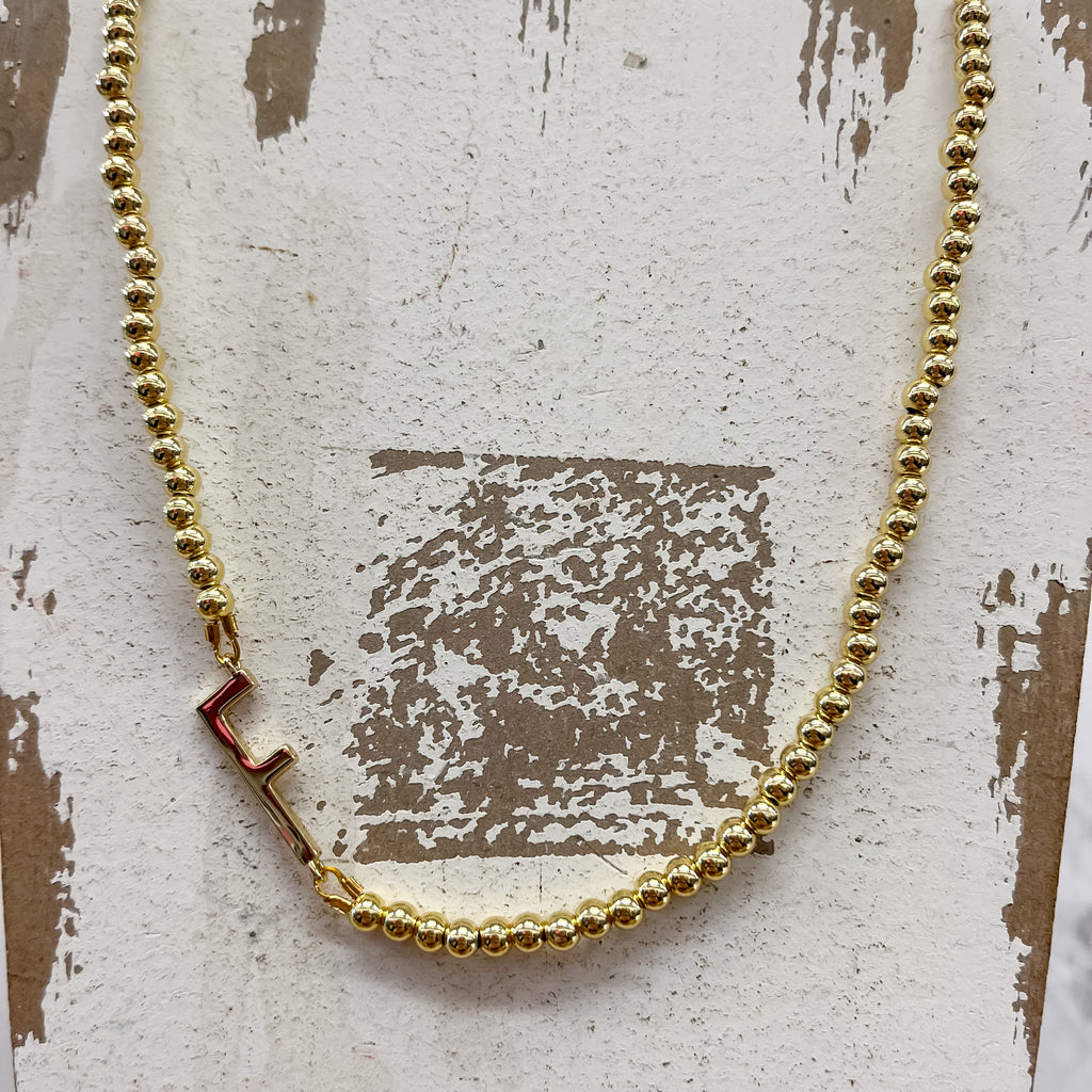 Initial Sideways Initial Necklace - Lyla's: Clothing, Decor & More - Plano Boutique