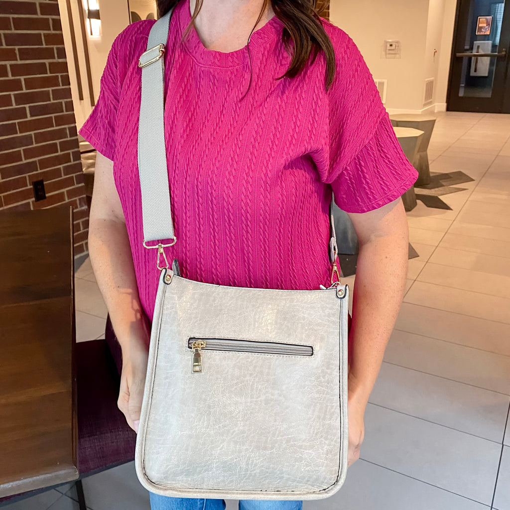Jen & Co Posie Crossbody Handbag - Light Grey - Lyla's: Clothing, Decor & More - Plano Boutique