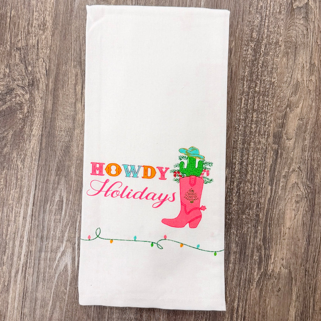 Howdy Holidays Hand Towel - Lyla's: Clothing, Decor & More - Plano Boutique