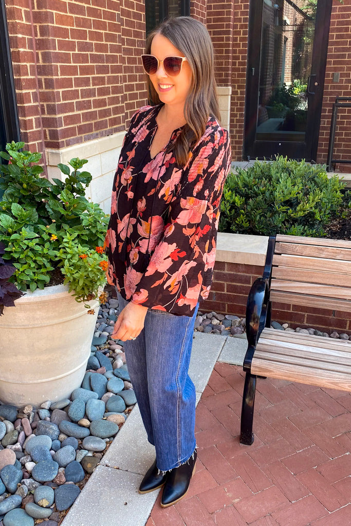 A Top To Impress Black Floral Top - Lyla's: Clothing, Decor & More - Plano Boutique