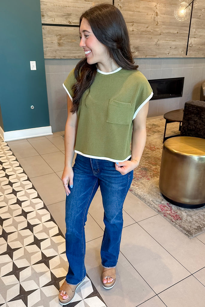 Brooklyn In The Summer Olive Top - Lyla's: Clothing, Decor & More - Plano Boutique