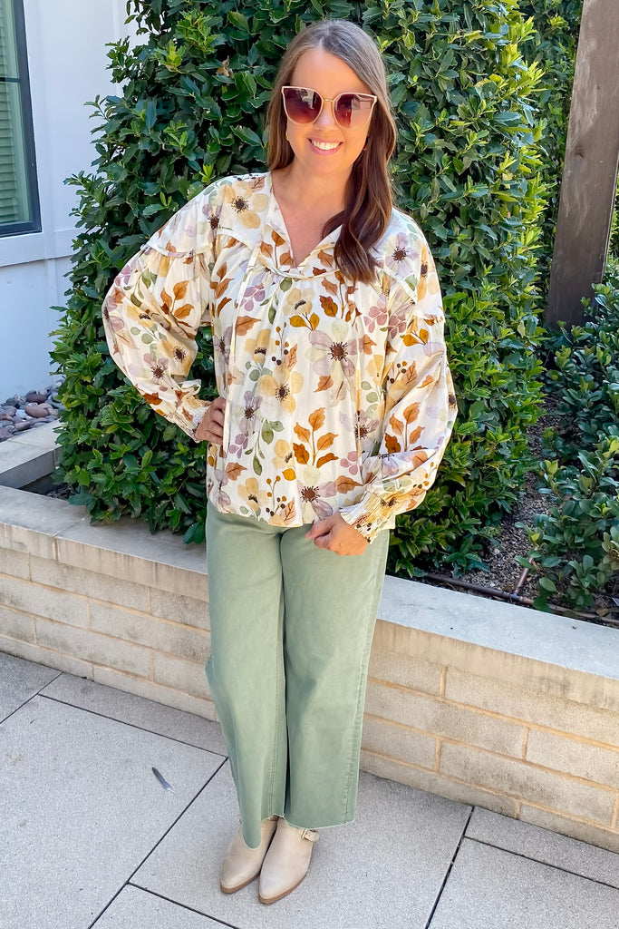Its All For You Ivory Floral Print Top - Lyla's: Clothing, Decor & More - Plano Boutique