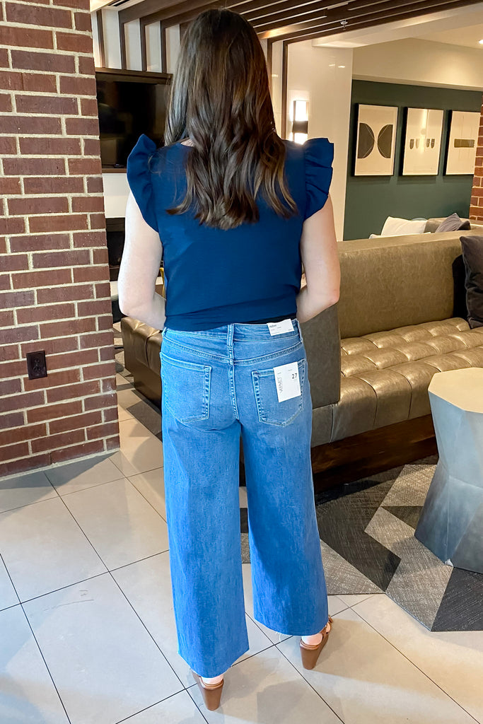Aileeah High Rise Soft Crop Slim Wide Leg Denim by Vervet - Lyla's: Clothing, Decor & More - Plano Boutique