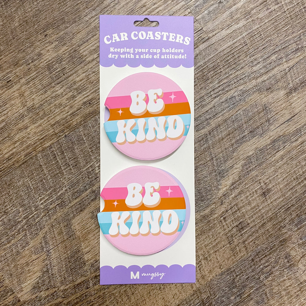 Be Kind Retro Car Coaster - Lyla's: Clothing, Decor & More - Plano Boutique