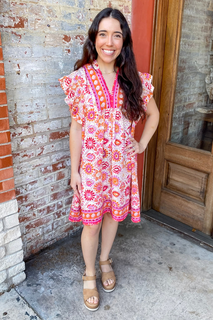 Mosaic Chic Pink Print Dress - Lyla's: Clothing, Decor & More - Plano Boutique
