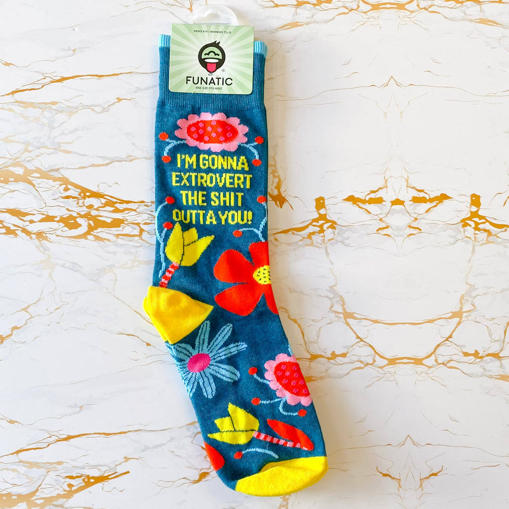 I'm Gonna Extrovert The Shit Outta You Ladies Socks - Lyla's: Clothing, Decor & More - Plano Boutique