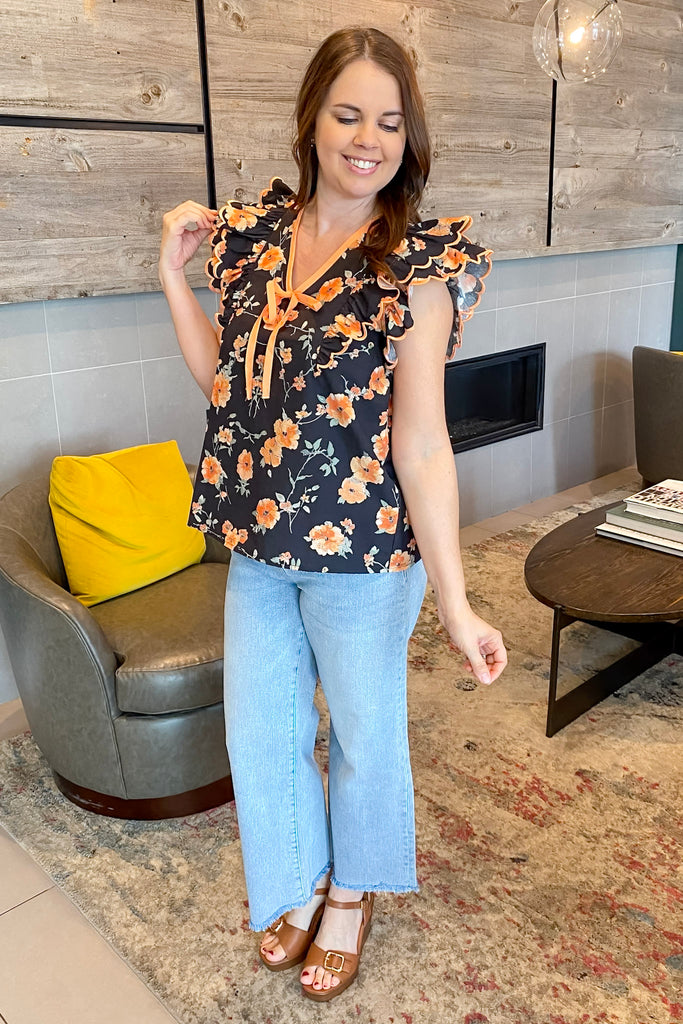 Maybe We Should Black Floral Print Top - Lyla's: Clothing, Decor & More - Plano Boutique