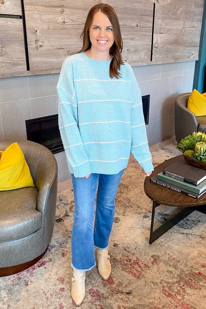Elevate Your Look Blue Striped Sweater - Lyla's: Clothing, Decor & More - Plano Boutique