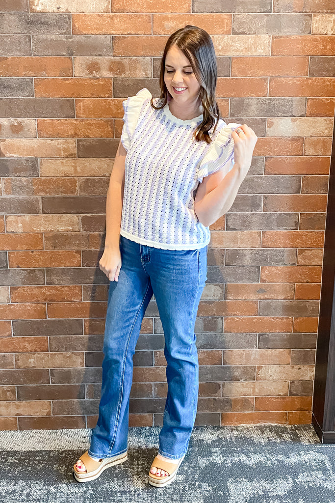 Sweet As Can Be Crochet Lavender Striped Top - Lyla's: Clothing, Decor & More - Plano Boutique