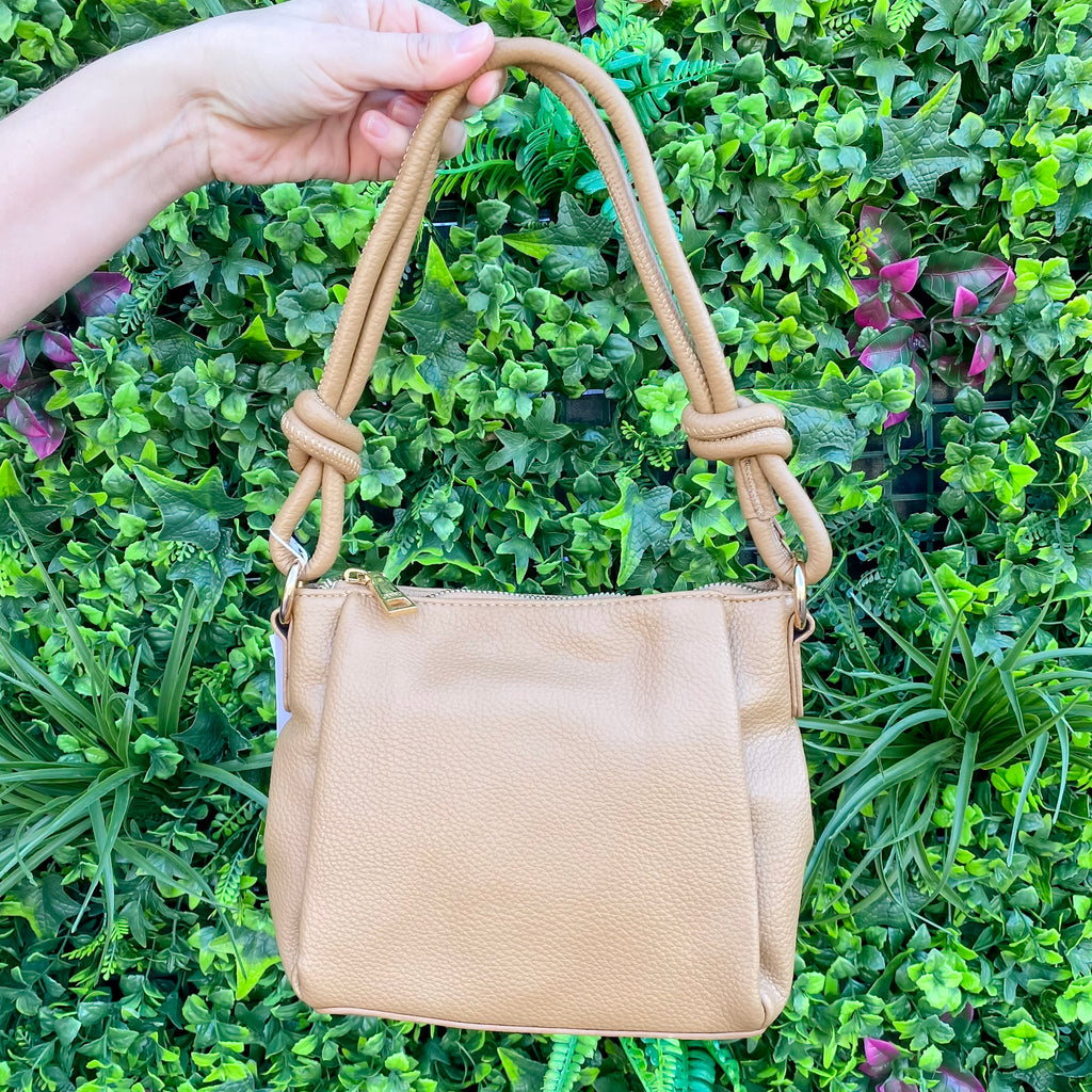Jen & Co Chicago Vegan Knotted Shoulder Bag in Taupe - Lyla's: Clothing, Decor & More - Plano Boutique