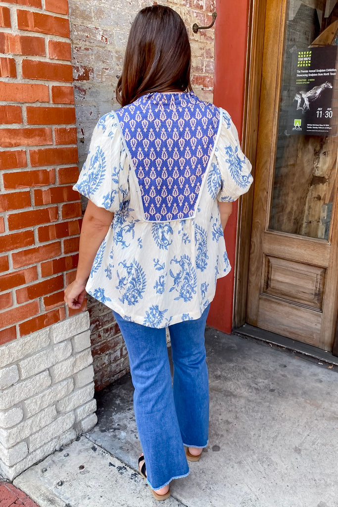 Looks Good On You Floral Print Blue Top - Lyla's: Clothing, Decor & More - Plano Boutique