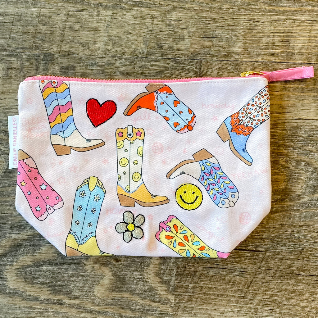 Western Cowgirl Boots Canvas Pouch - Lyla's: Clothing, Decor & More - Plano Boutique