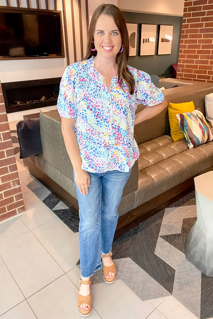 Multi Color Spots Printed Top - Lyla's: Clothing, Decor & More - Plano Boutique