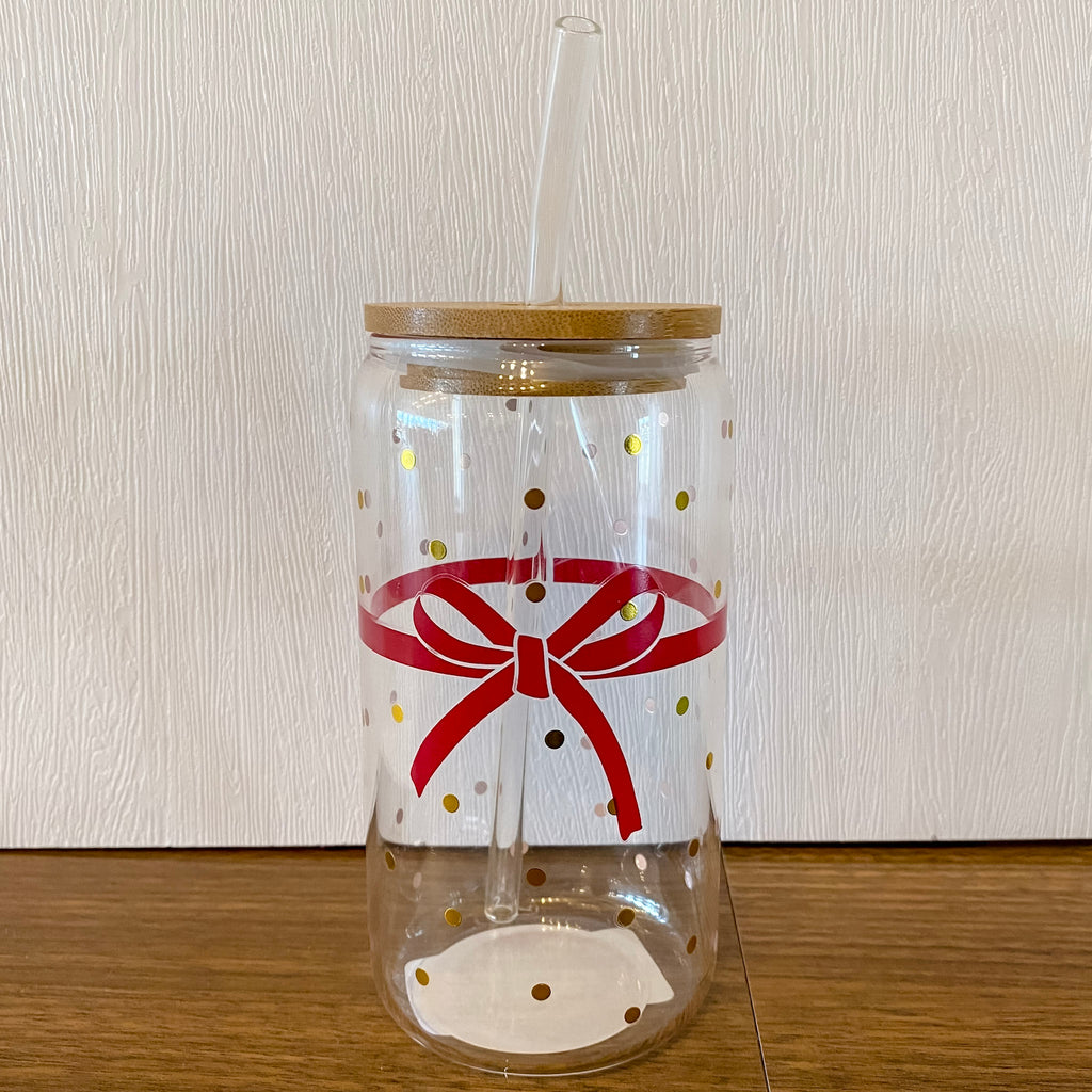 Red Bow Glass Tumbler - Lyla's: Clothing, Decor & More - Plano Boutique