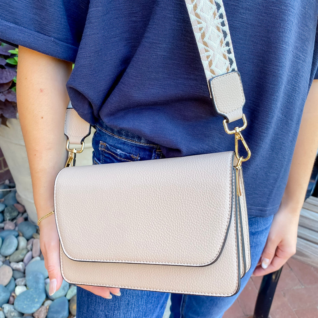 Jen & Co Noah Vegan Guitar Strap Crossbody - Parchment - Lyla's: Clothing, Decor & More - Plano Boutique