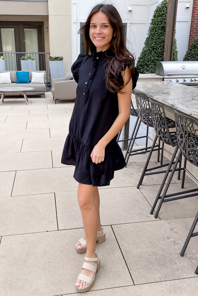Meet Me in the Middle Ruffle Black Dress - Lyla's: Clothing, Decor & More - Plano Boutique