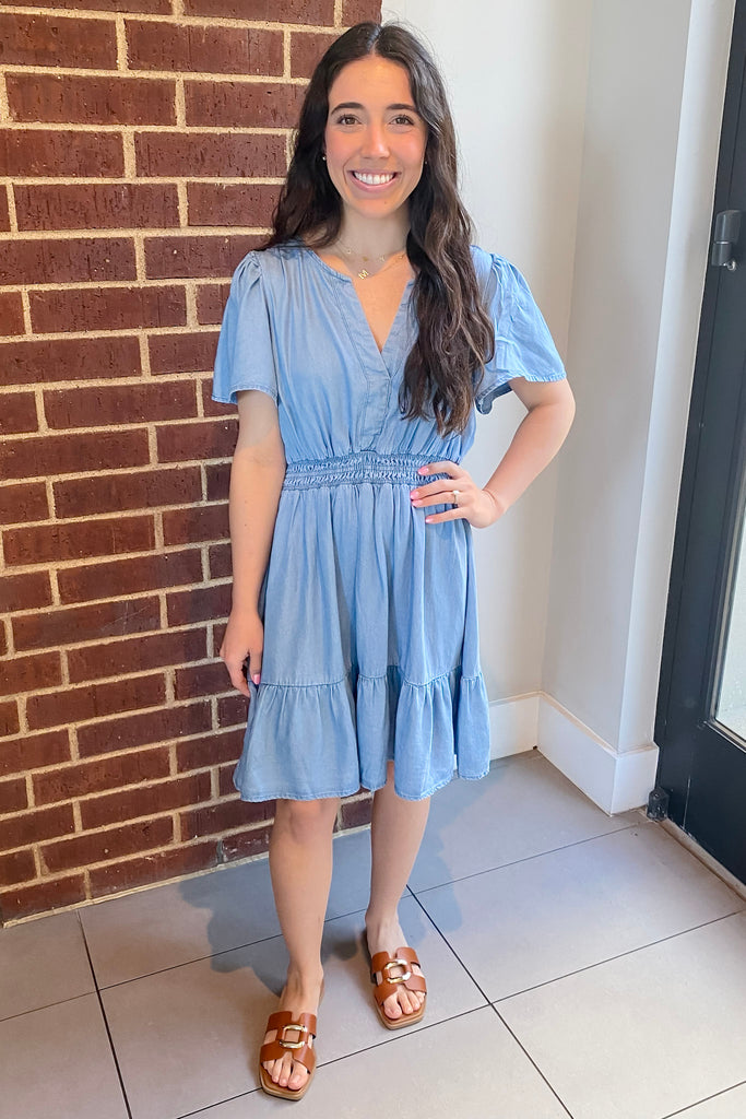 Up To You Chambray Blue Dress - Lyla's: Clothing, Decor & More - Plano Boutique