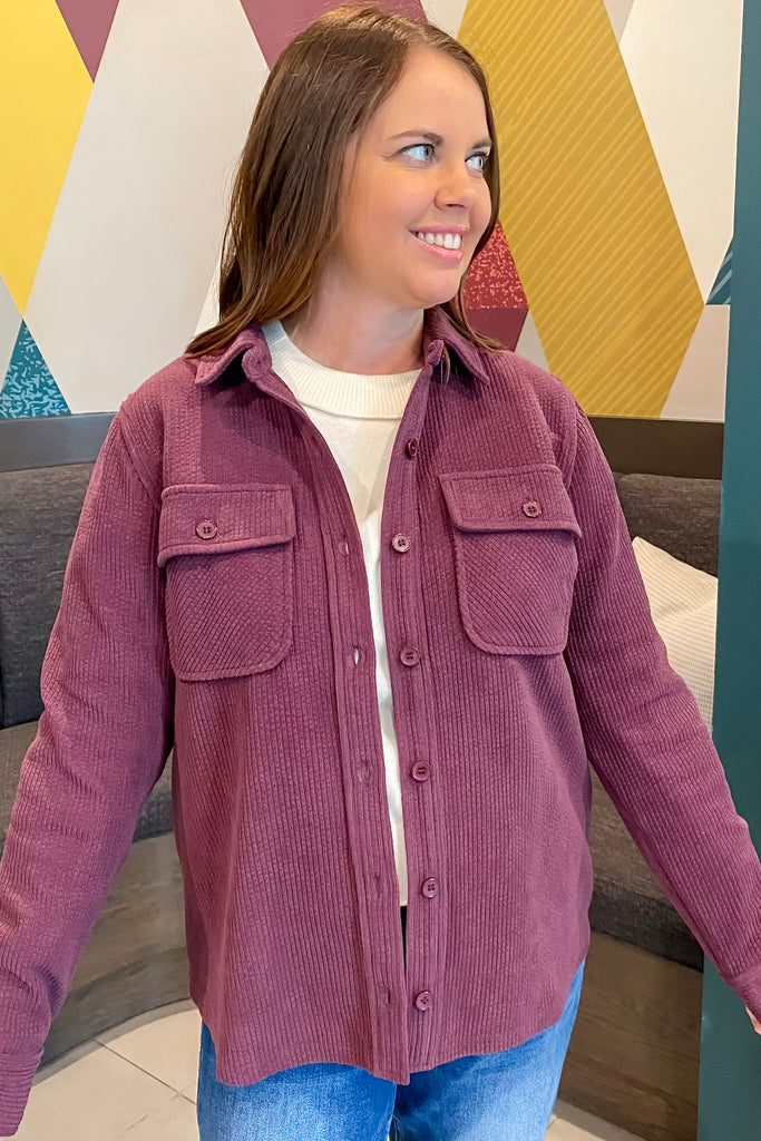 All My Life Plum Shacket - Lyla's: Clothing, Decor & More - Plano Boutique