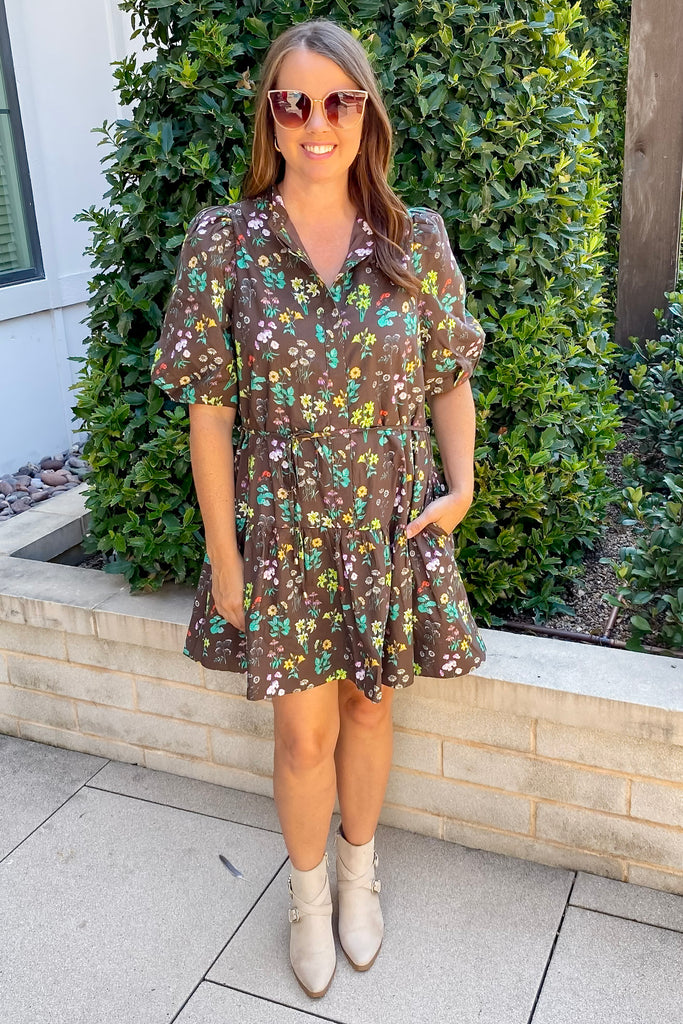 Take Your Time Floral Print Brown Dress - Lyla's: Clothing, Decor & More - Plano Boutique