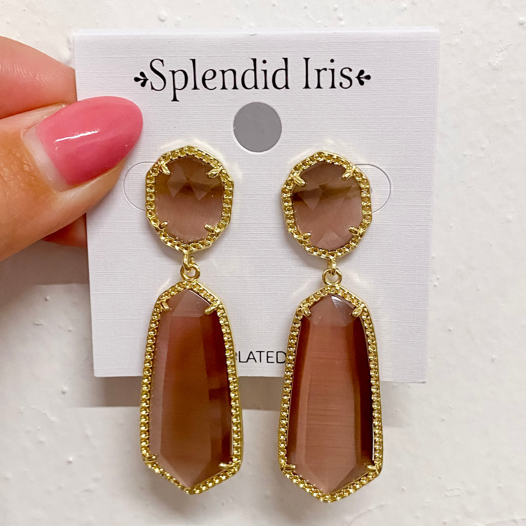 Long Double Drop Stone Stud Earrings Lavender - Lyla's: Clothing, Decor & More - Plano Boutique
