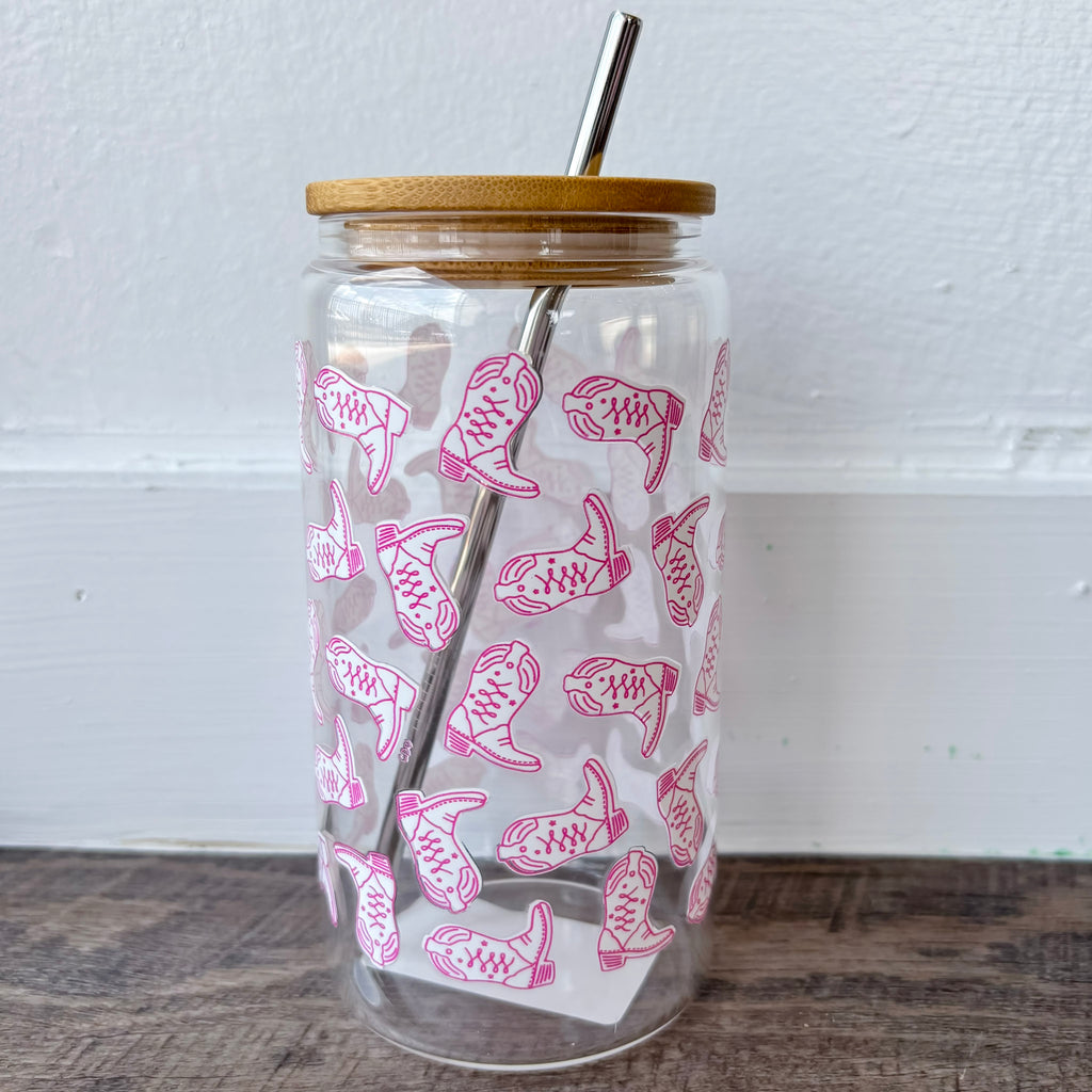 Western Cowgirl Boots Glass Can by Callie Danielle - Lyla's: Clothing, Decor & More - Plano Boutique