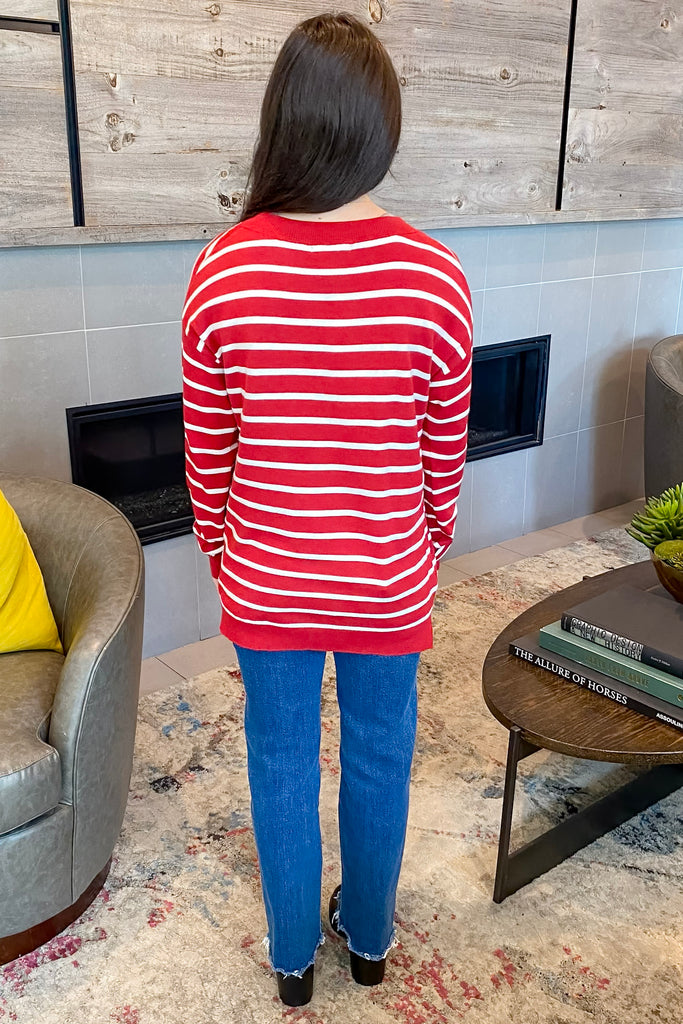 Pump It Up Striped Red Sweater - Lyla's: Clothing, Decor & More - Plano Boutique