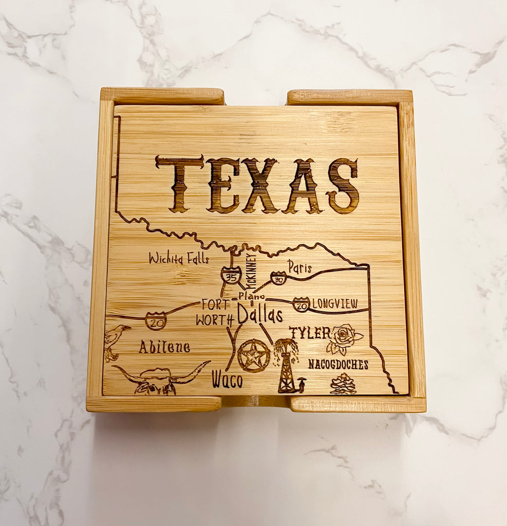 Texas Coaster Puzzle Set of 4 with Case - Lyla's: Clothing, Decor & More - Plano Boutique